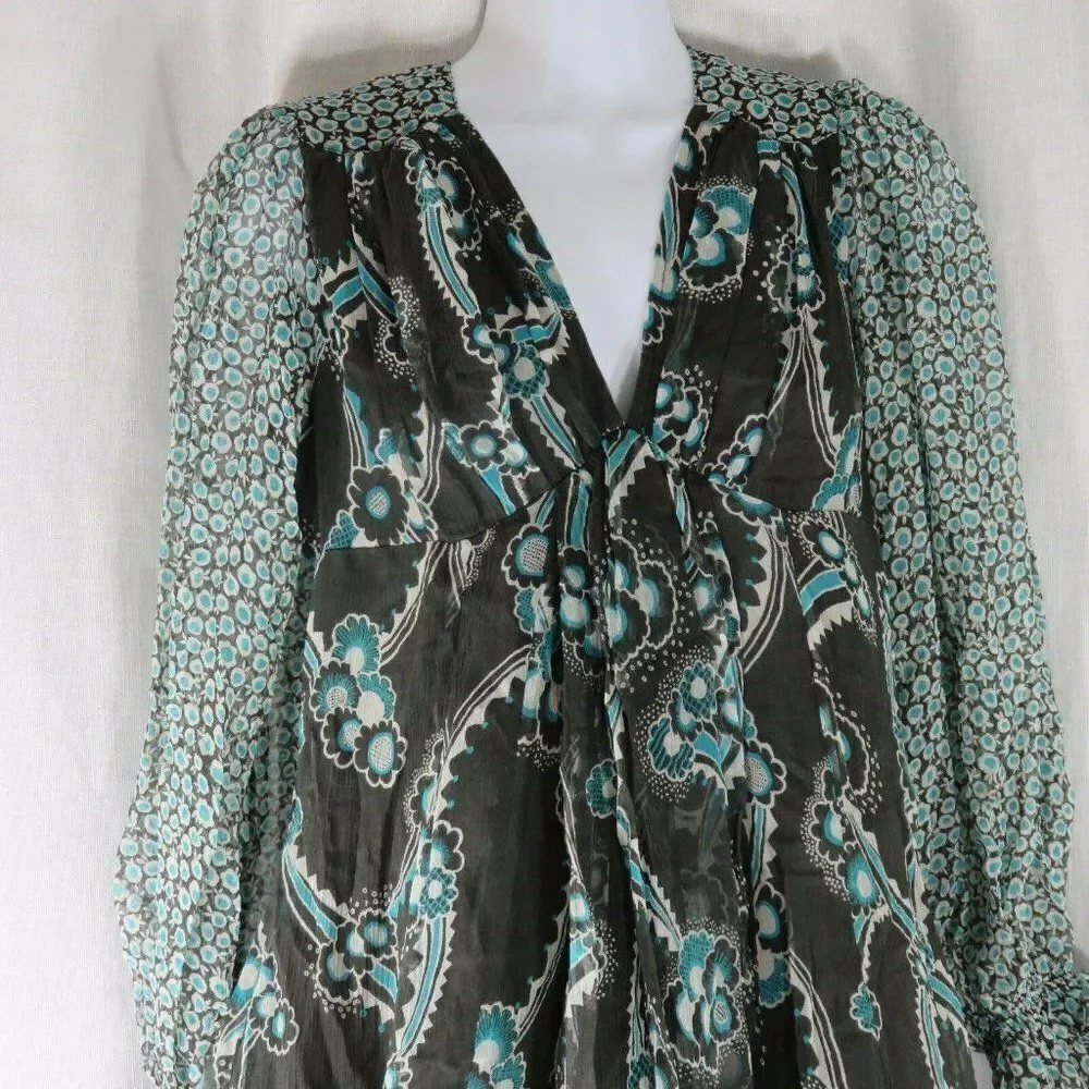New Celia Birtwell Express 0 Gray Teal Floral Mini